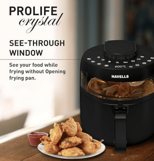 Havells Air Fryer Prolife Crystal | See-Through Window | 85% Less Oil | 5L Pan | 8 Presets Menu | Auto Restart | Touch Screen | Digital Display |Dehydrator Mode | 1500 Watt & 2 Year Warranty, 5 Liter - Image 3